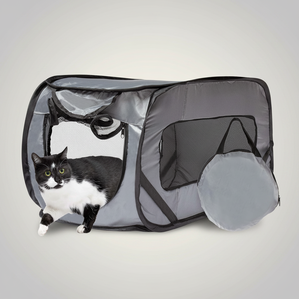 Puppy Playpen & Pop-Up Cat Tent - Pet Playpen for Dogs/cats - Foldable dog/cat Crate- straps into car seat belts