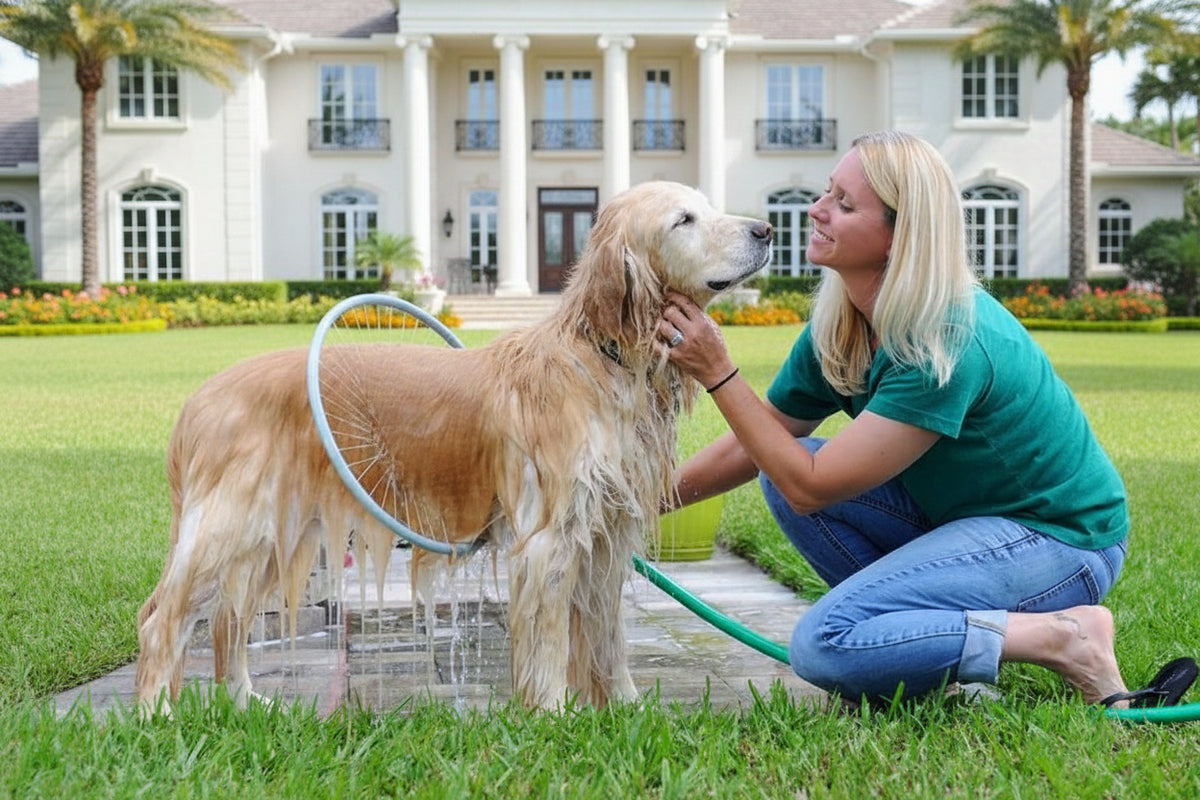 Dog Shower Bathing Ring with Circular Water Gun