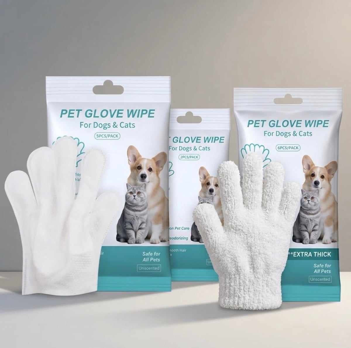 Pet Cleaning Gloves & Wipes